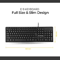 Lapcare E9 keyboard: 117 spill‑resistant soft keys, 13 hotkeys, UV‑coated legends, ergonomic layout & 5 M keystroke lifespan—ideal for daily use.