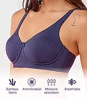 Enamor Bamboo Bliss,Plunge,super soft , Women's everyday T-Shirt Bra -naturally absorbent & Antimicrobial, Padded, Wirefree, High Coverage- IO05