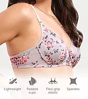 Enamor Medium Coverage, Wirefree Perfect Plunge Women T-Shirt Lightly Padded Printed Bra - F023