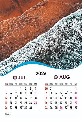 2026 Ocean View Wall Calendar