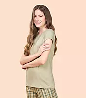 Enamor Essentials Womens E047-Short Sleeve Crew Neck Slim Fit Stretch Cotton Tee