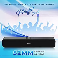 Lapcare Musi Bar LSB‑630: 16 W (8 W×2) stereo Bluetooth 5.3 soundbar with mic, 52 mm dynamic drivers, AUX/USB/TF support, up to 20 hr playback, compact & portable.