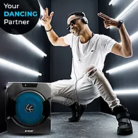 Lapcare Audi 24 LHT-060 offers 100W output, RGB lighting, AUX/USB/FM input, Bluetooth, and remote control. Enjoy immersive cine-style sound.