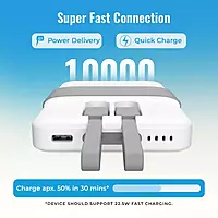 Volt 1 LBP-615 10000mAh Power Bank – 3 Output | Type-C & Lightning Cable | 22.5W | Green & White