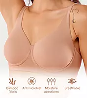 Enamor Bamboo Bliss,Plunge,super soft , Women's everyday T-Shirt Bra -naturally absorbent & Antimicrobial, Padded, Wirefree, High Coverage- IO05