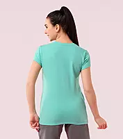 Enamor Essentials Womens E047-Short Sleeve Crew Neck Slim Fit Stretch Cotton Tee