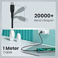 Portronics Konnect Core 3 – USB-A to Type-C Cable, 1.5m, Durable, Fast Charging, Data Transfer, Compatible with Smartphones, Tablets, Laptops, Sleek Black Design, Ideal for Everyday Use.