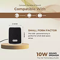 Lapcare LUS‑204 (Twinny 2 compact USB-powered speaker set delivering 5 W×2 stereo sound 3.5 mm AUX input, inline volume control distortion‑free output compatible with PCs