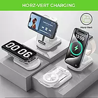 UltraProlink UM1006CRWHT - Vylis Crystal 3 in 1 Wireless Charging Dock with Adapter