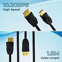 Lapcare High-Speed HDMI 1.4 Cable – 1.5m | Ethernet Support | 3D & True Ultra HD | Audio & Video Cable