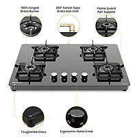 Slimmest Magnite 4 Burner Glass Hob Top Cooktop Manual Ignition