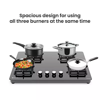 Slimmest Magnite 4 Burner Glass Hob Top Cooktop Manual Ignition