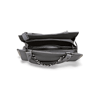 Charcoal Grey Structured Handbag with Metal Chain Detail