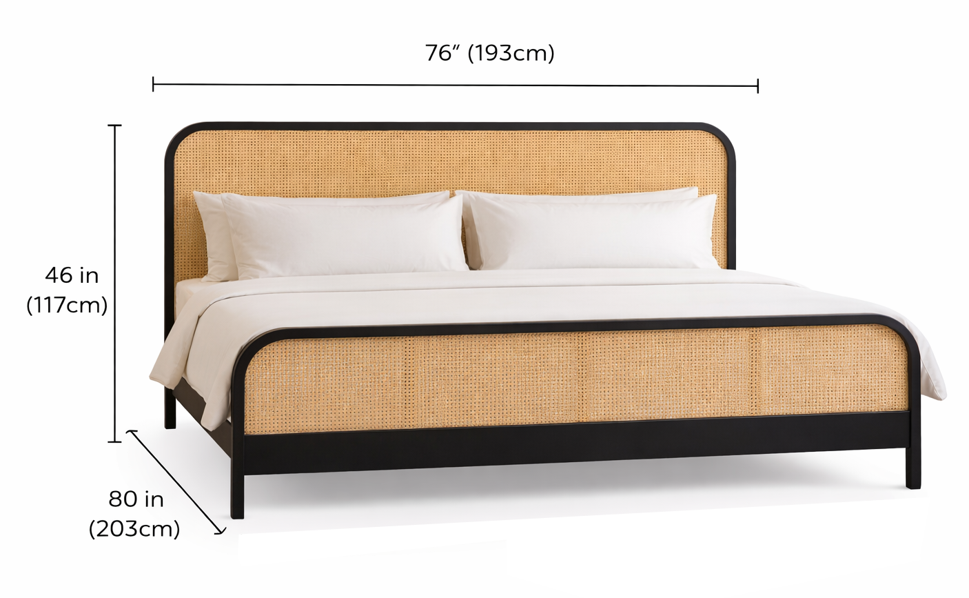 Alaya Hotel King Size Bed in Cane