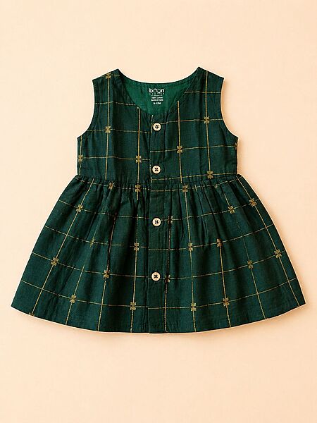 Emerald Butta Silk Baby Frock