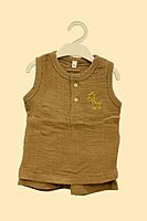 Muslin Crinkle Sleeveless Co-Ord Set - Olive Husk