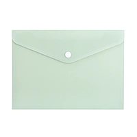 Pack of 12 A4 Light Pastel Green Soft Touch Plastic Document Wallets with Button Closure