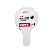 Pack of 6 Round Plain White MDF Double Sided Dry Erase Handheld Answer Paddles - Mini Whiteboard