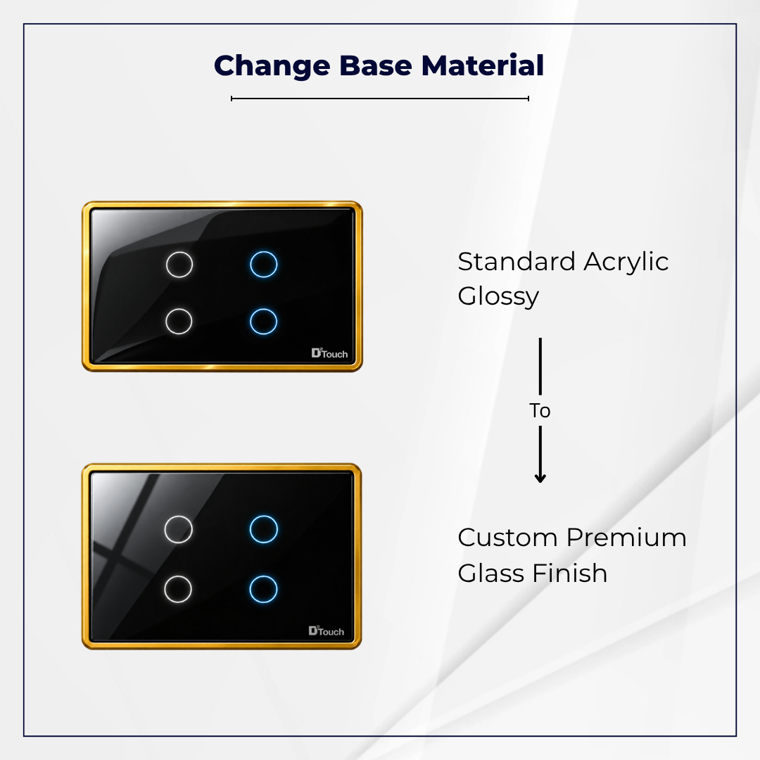 D2Touch Acrylic Glossy Material to Premium Glass Material For 4 Modules Touch Switch Panel