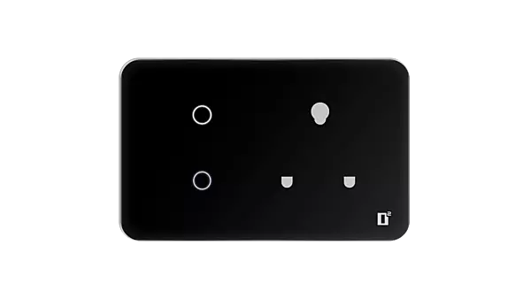 D2Touch 4 Module 2 Switch 1 Plug Glosy Acrylic Blue LED frameless Wi-Fi Remote Touch Switch Panel