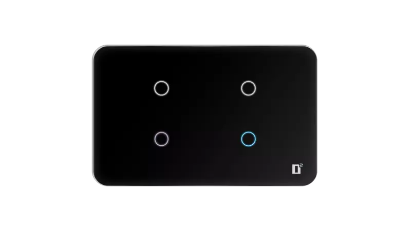D2Touch 4 Module 4 Switch Glosy Acrylic Blue LED frameless Wi-Fi Remote Touch Switch Panel