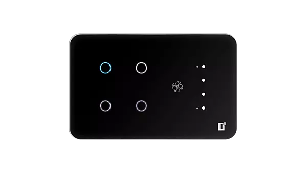 D2Touch 4 Module 4 Switch 1 Fan Glosy Acrylic Blue LED frameless Wi-Fi Remote Touch Switch Panel