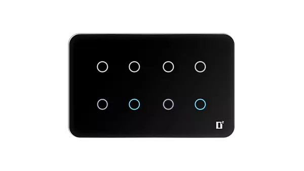 D2Touch 4 Module 8 Switch Glosy Acrylic Blue LED frameless Wi-Fi Remote Touch Switch Panel