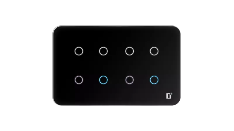 D2Touch 4 Module 8 Switch Glosy Acrylic Blue LED frameless Wi-Fi Remote Touch Switch Panel