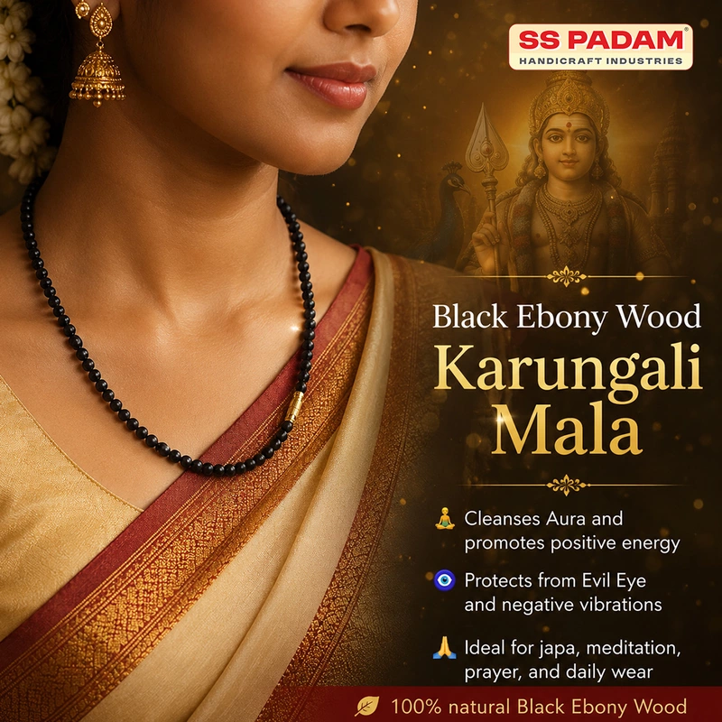 Black Ebony Wood Karungali Mala for Neck & Wrist