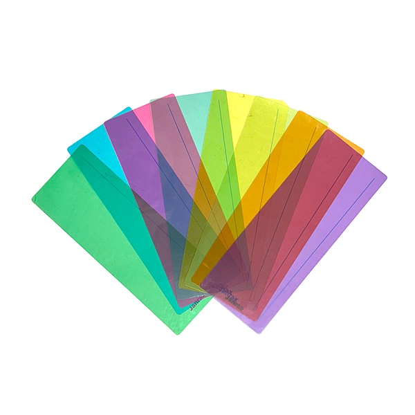 Pack of 8 Assorted Coloured 210x80mm Dyslexia Overlay Reading Strips â€“ PET Material, Rounded Corners
