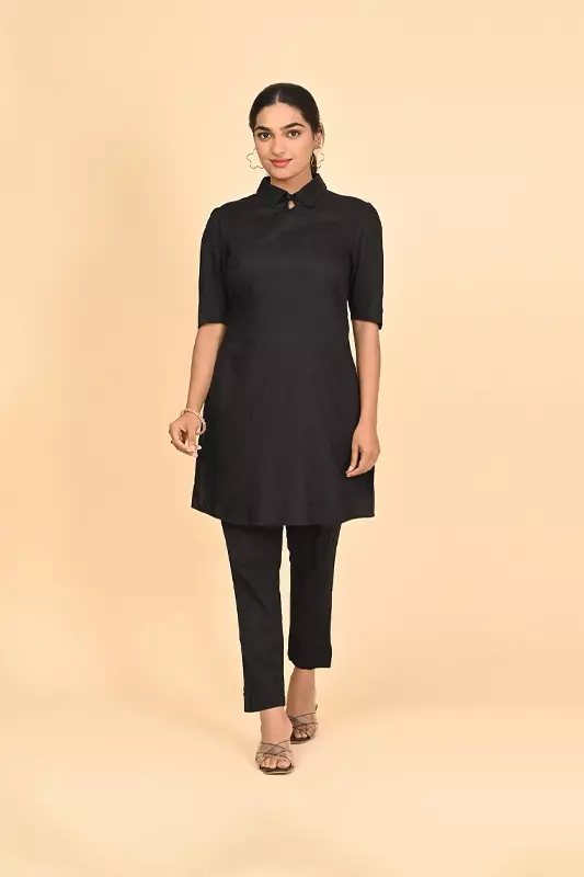 Women's Short Kurta - Black