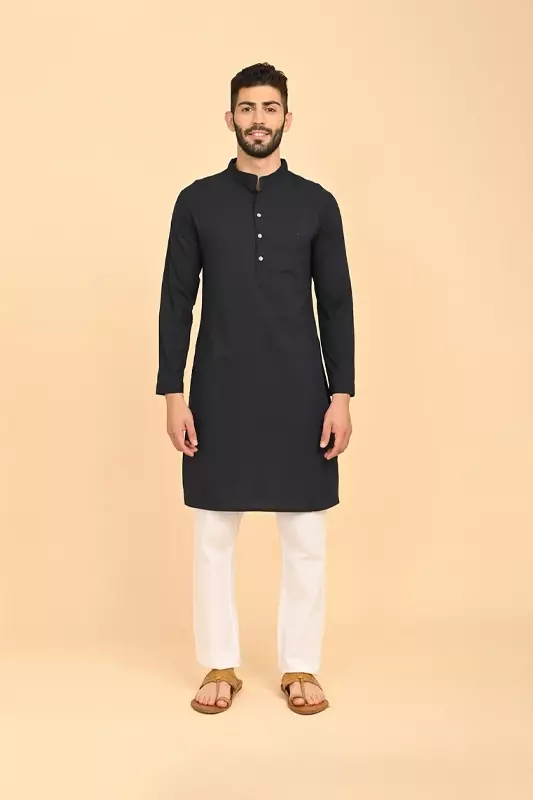 Men's Long Kurta - Navy