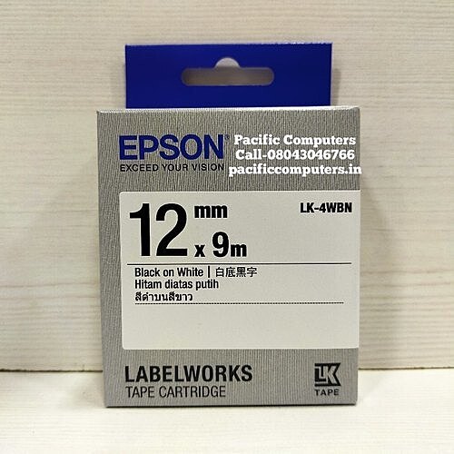 Epson Label Tape LK-4WBN (12MM Bk on White)