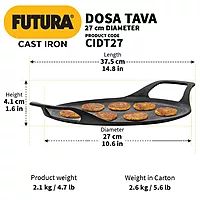 HAWKINS FUTARA CAST IRON DOSA TAWA 27CM CIDT27