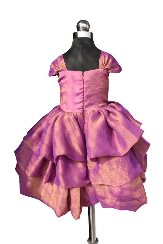 Purple Shimmer Layered Ruffle Gown