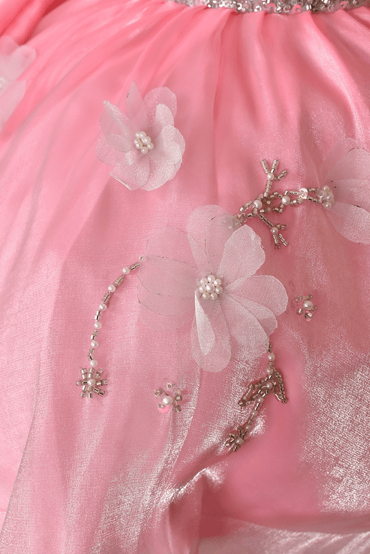 Pink Flower and Pearl Sparkly Dress
