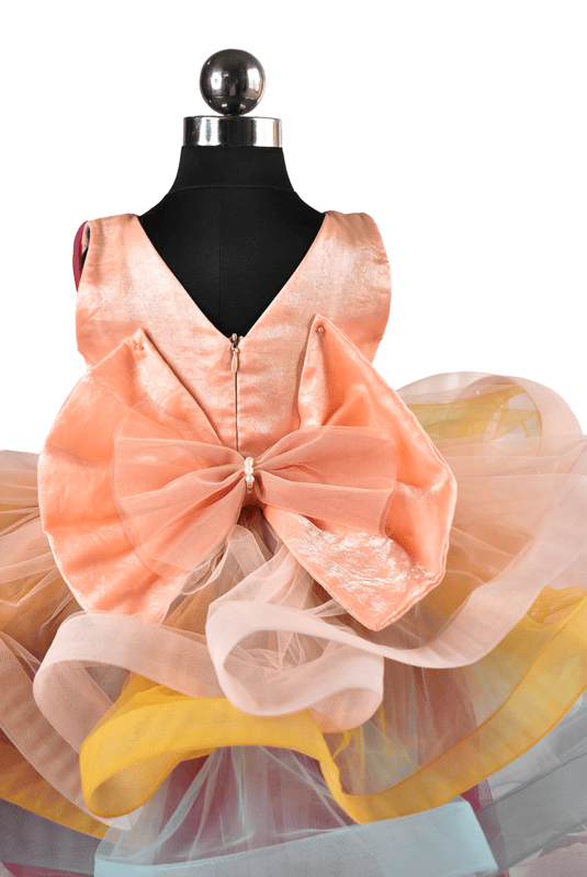 Rainbow Strap Layered Tulle Dress