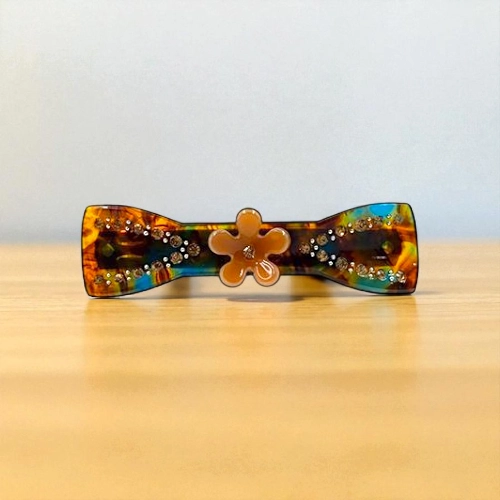 Acetate Hair Barrette with Floral Accent