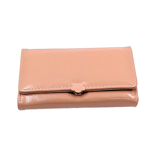 Floral Clasp Tri-Fold Faux Leather Wallet - Rose Pink