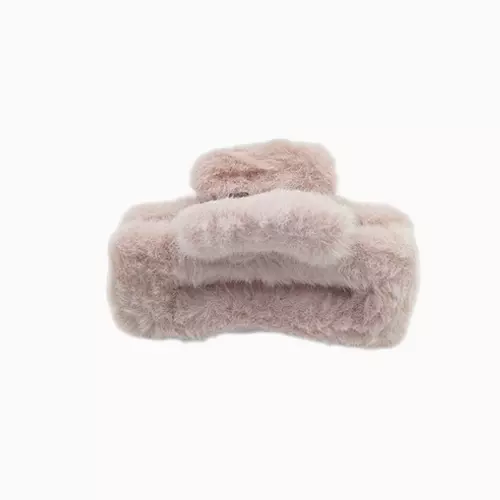 Plush Faux Fur Hair Claw Clip - Vibrant Dusty Rose Hair Clamp