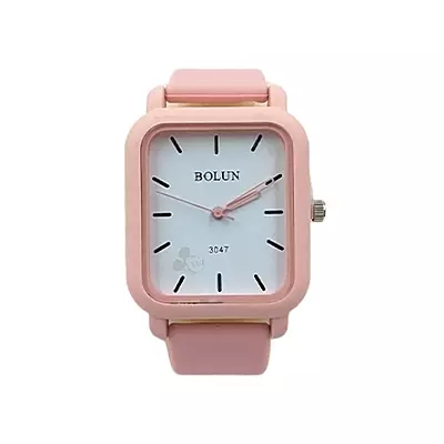 Bolun Pastel Pink Rectangular Watch - Minimalist Analog