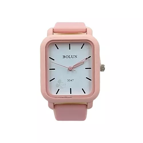 Bolun Pastel Pink Rectangular Watch - Minimalist Analog