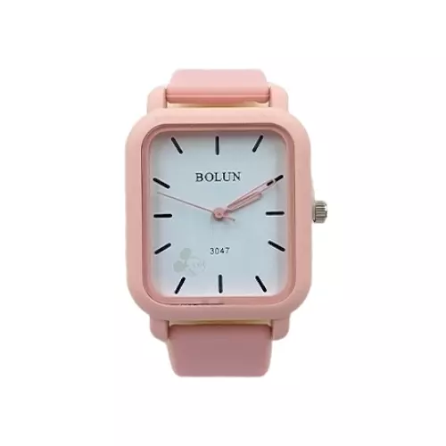Bolun Pastel Pink Rectangular Watch - Minimalist Analog