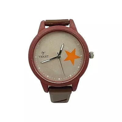Violet Kids' Star Analog Watch - Brown Silicone Strap
