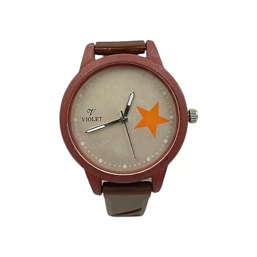 Violet Kids' Star Analog Watch - Brown Silicone Strap
