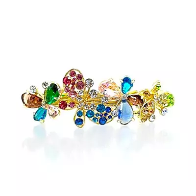 Sparkling Butterfly & Floral Crystal Hair Barrette