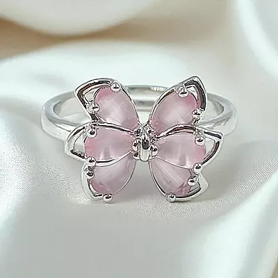 Elegant Butterfly Ring | Adjustable Silver-Plated Statement Jewelry