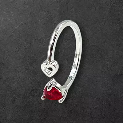 Heart Gemstone Adjustable Ring | Silver-Plated Statement Jewelry