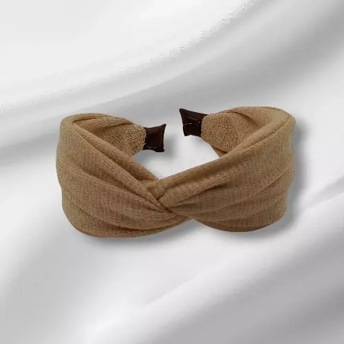 Chic Camel Knotted Headband - Textured Fabric Hair Accessory