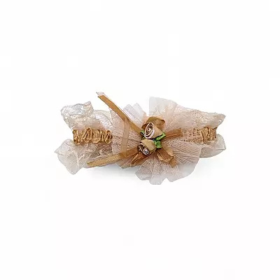 Delicate Brown Lace & Tulle Baby Girl Headband - Newborn to Toddler